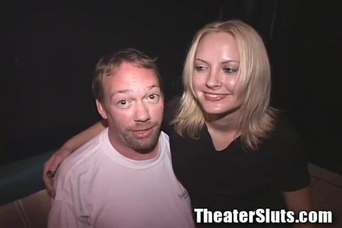 Theater Sluts: Blonde Facial Gangfuck Porno Theater Party Cutie!