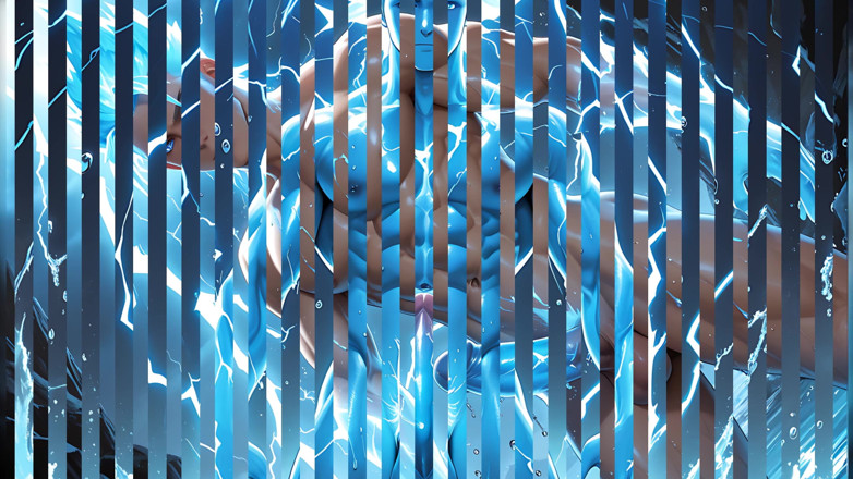 LustMen: Lightning Elemental Solo Boy Jerking Erect Dick with Electric Glow