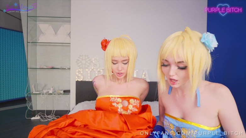 Purple Bitch: 3some in ball dresses