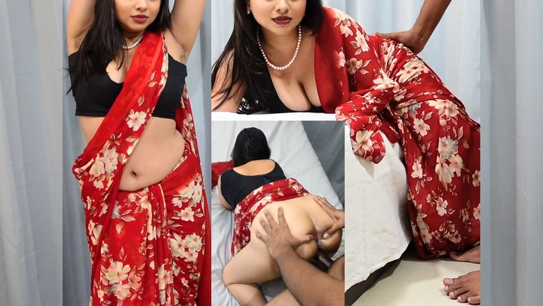 CurvyCumCouple69: हॉट भारतीय आंटी की साड़ी चुदाई