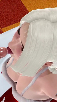 Kerst pijpbeurt met sexy blondine met grote tieten - vast in een muur 3D-animatie