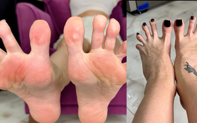 Julia domaina: Long Toes Spreading, Toe Spread Close Ups in Two Different...