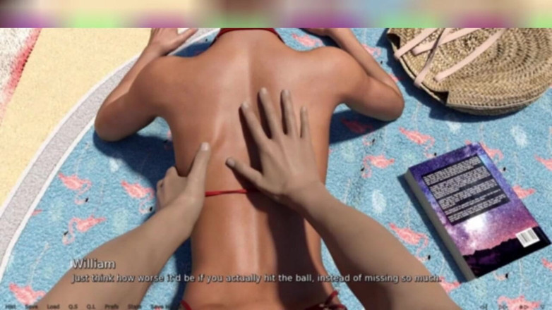 3DXXXTEEN2 Cartoon: Trei fete fierbinți pe plajă. Sex cu desene animate porno 3D