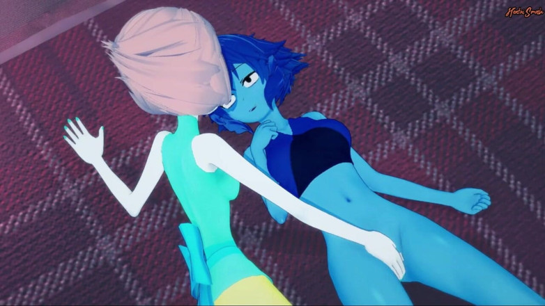 Hentai Smash: Crystal Gems Pearl and Lapis have lesbian sex on a...