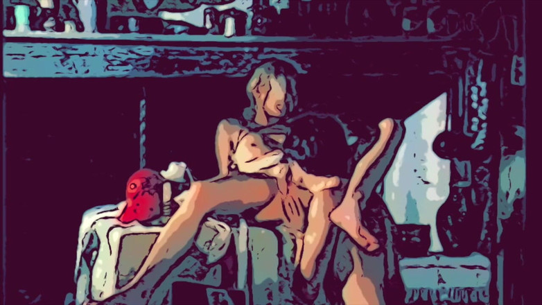 Classic porn cartoon: Pasangan petani kuno di dapur