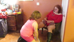 BBW nurse Vicki adventures with friends: Sissy cross dresser gets to suck my big dick