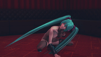 Waifu club 3D: ミクはピンクのチンポに乗ってオーガズムを得る