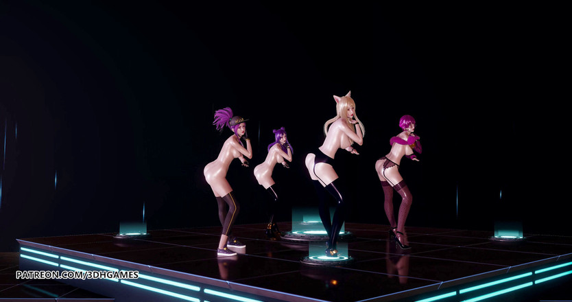 3D-Hentai Games: Popstars Ahri Akali Evelynn Kaisa il miglior ballo nudo 3D senza...