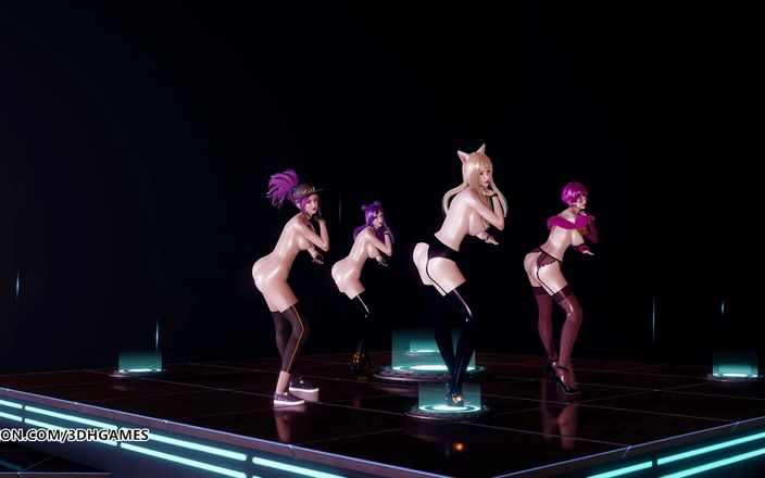 3D-Hentai Games: Popstars Ahri Akali Evelynn Kaisa a melhor dança nua 3D sem...