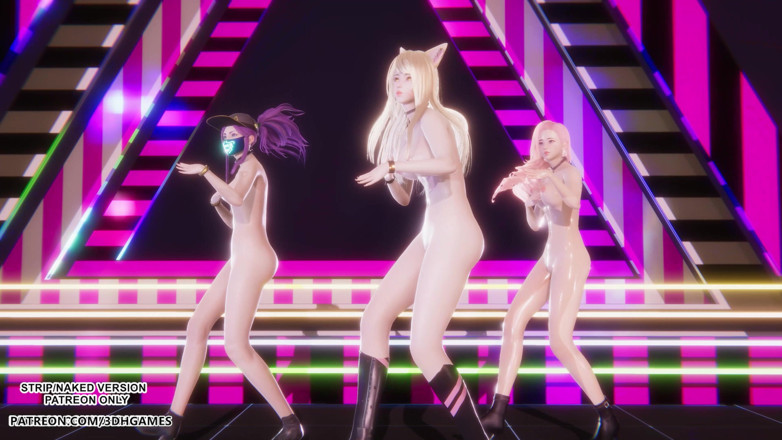 3D-Hentai Games: Blackpink - การเต้นแก้ผ้าเซ็กซี่ของ Ahri Akali Seraphine