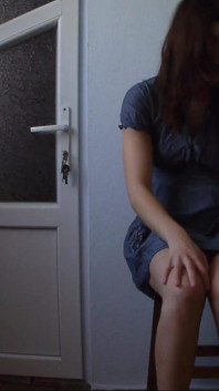 Horny Girl on a Chair Drinks Juice and Play with Herself