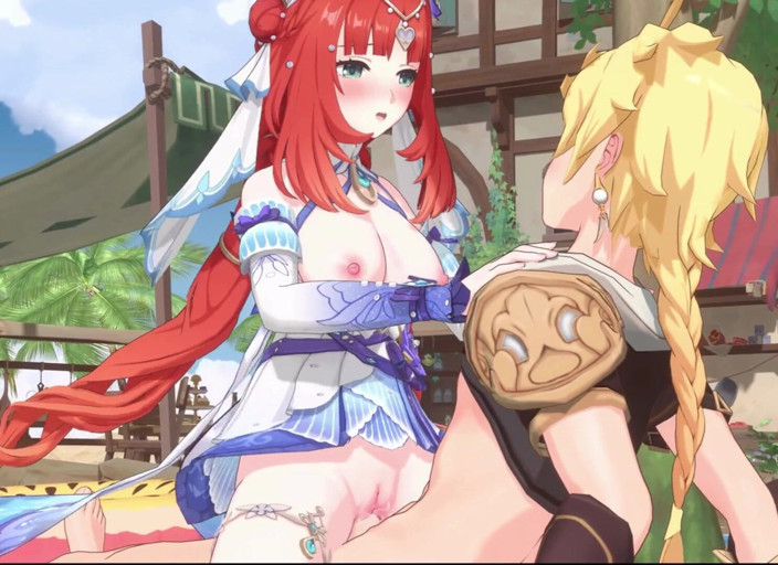 NSFWOtaku: Genshin Impact - Ayaka, barbara und Nilous geheimer strandsex mit zunge -...