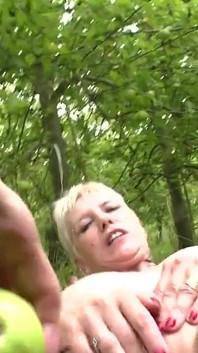 Horny Blonde 60 Year Old Mature Fucked Outdoors 5066