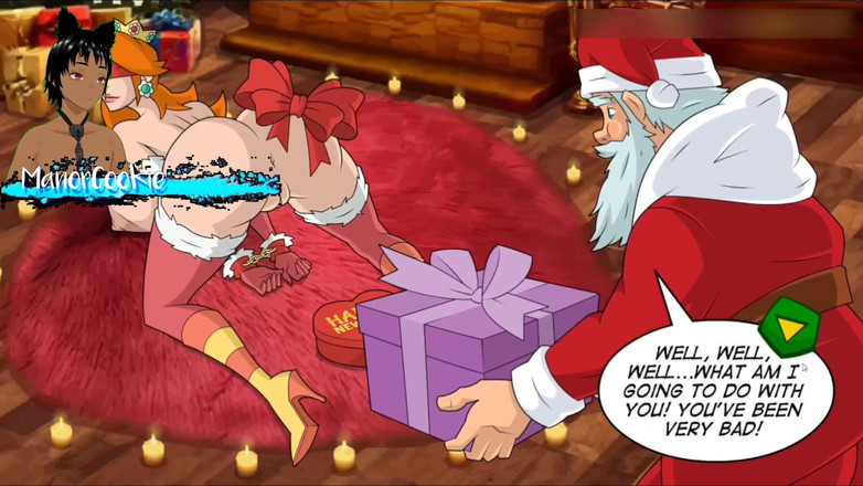 Manor Cookie: 크리스마스 전에 자지 - 산타가 들어와서 뺨을 퍼뜨리면 데이지가 장난 꾸러기 재미를 준비했습니다.