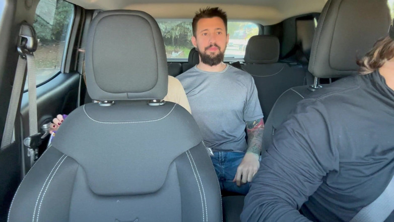 Lucas Neitan: Couple Fucks in Uber Car During Traffic - Redhead Swallows Cum...