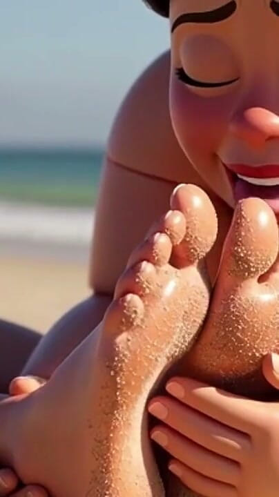 YOUR BEST FANTASY: Fat Woman Licking Sandy Feet of Skinny Girl - Beach Humiliation