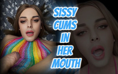 Sissy Cums in Her Mouth