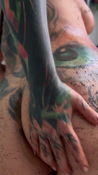 Giant Girl Exfoliates Her Hairy Bush
