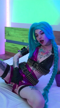 Hot Babe Jinx From League of Legends Has Big Dildo Fun