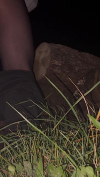 Teen Boy Night Flash Near City in Pantyhose