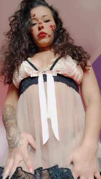 Brunette in Transparent Nightgown Without Panties