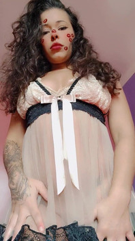 Brunette in Transparent Nightgown Without Panties