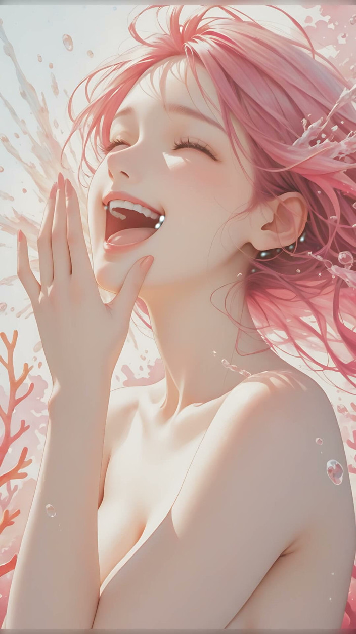 LustRender: Alegre nua rindo em Sunny Splashes