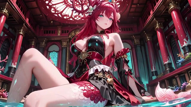 Tay Swift X: Forbidden Feast in the Underwater Palace, Black and Red Kimono...