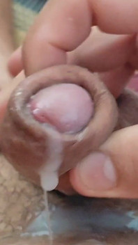 Young Dick with Phimosis Getting in the Way of the Load.
