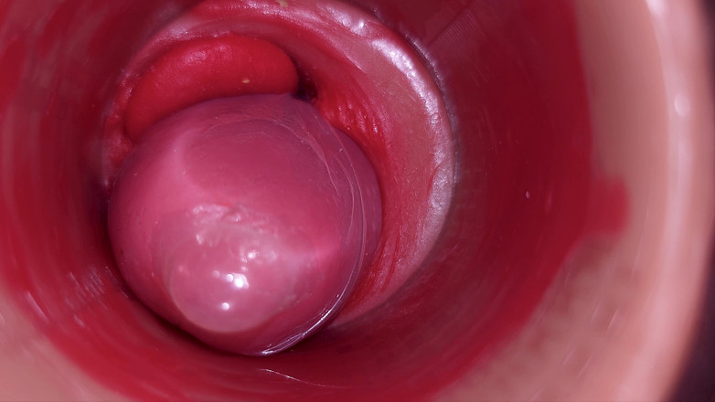 Creme sperm: Inuti en camgirl livmoderhals pov kamera i vagina med stor...