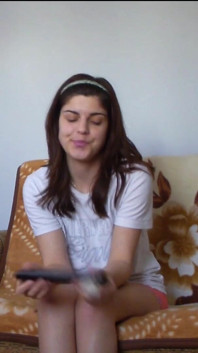 Sexy Teen Making Her Homework in Tight Short Pants