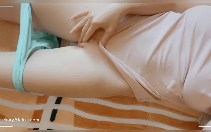 FoxyAleksa: Petite Sweet Pussy Masturbates in Panties. Tight Nipples in a...