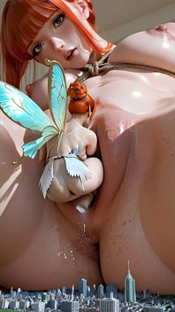 Giantess dosáhla orgasmu od víly uvnitř své vagíny