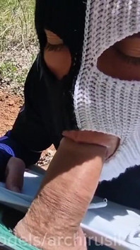 An 18-year-old Passing Teenager Sucked All the Cum Out of His Stepdad's Cock Right on the Street Near the River