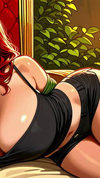 Si rambut merah seksi di katil