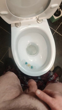 Uncut Cock Morning Pissing in Toilet