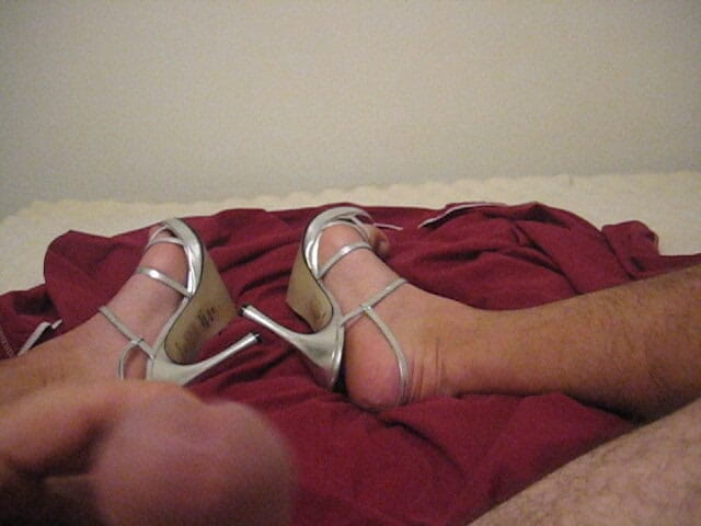 Feet Lover: Jacking off in Brittany's Pretty Heels and Cumming