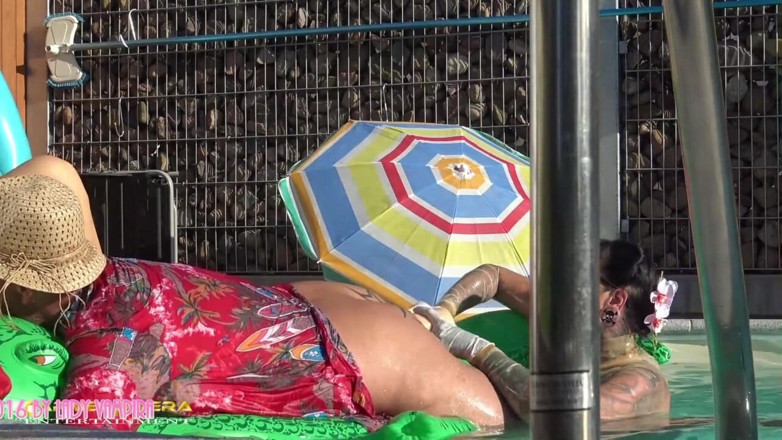 Domina Lady Vampira - SM Studio Femdom Empire: Carmen Rivera &amp; Lady Vampira are celebrating a pool party with...