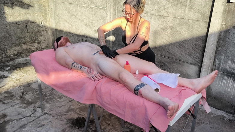 Carmona's films: Nude Massage Outdoors with Hot Blonde