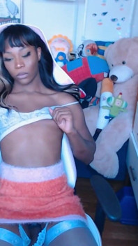 Sexy Black Trans Girl Vanniall Goons in Lingerie for a Facial Cumshot From Her Big Girldick