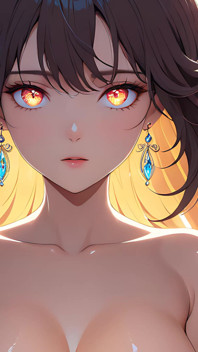 Soft Starlight a Beautiful Young Woman with Glowing Eyes in Animated Style