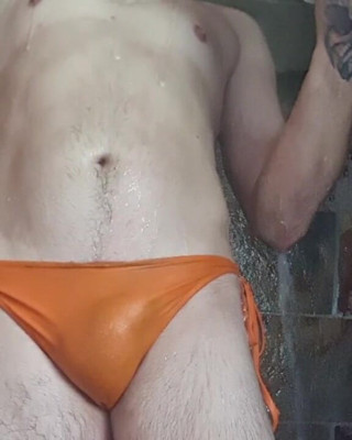 Madaussiehere: Sexy Crossdressing Wet Orange Bikini
