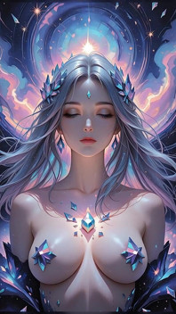 Astral bogini Vortex z obsydianowym dymem i Crystal Light Fantasy Ai Art Slideshow