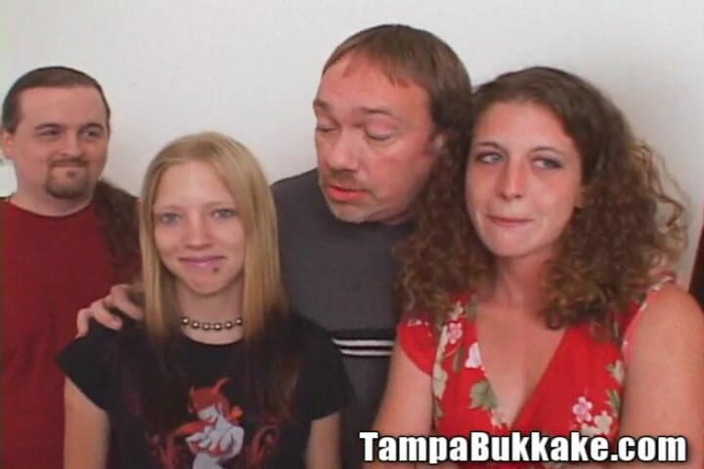 Tampa Bukkake: Two College Girls Swap Sperm Gangbang Small Boobies Bitch Fucked...