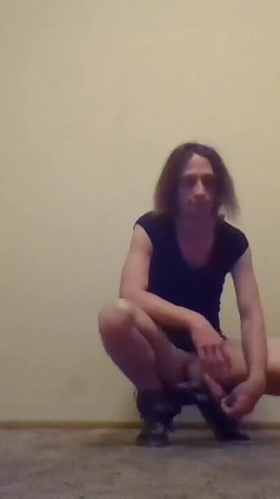 Nude Transgirl Kneeling in Jeans | Self-photography Posing (Lil Taste)