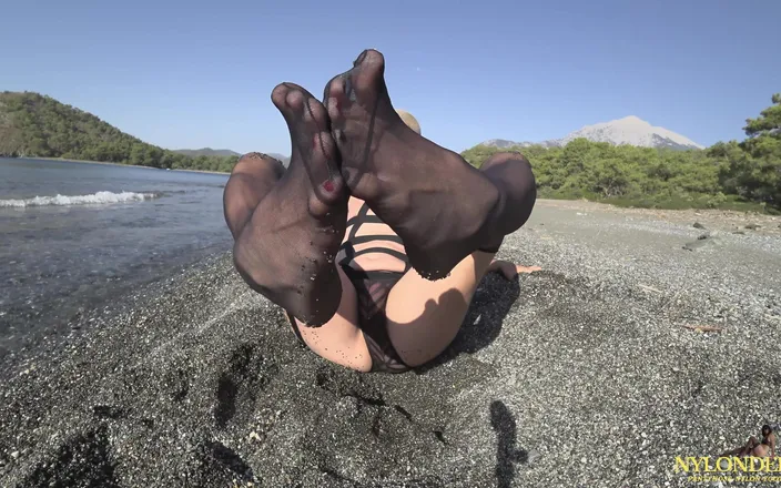 Nylondelux: Fetish Out Fit on the Beach 4K