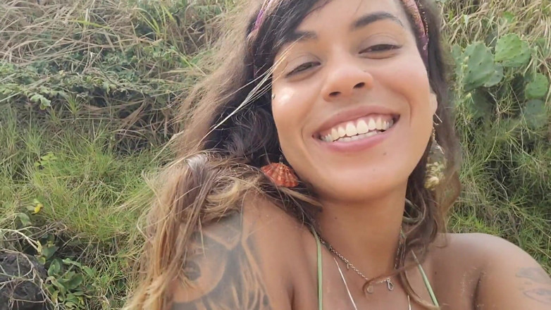 Srta XXX: Beautiful Brazilian Making Out on the Beach with People Passing...