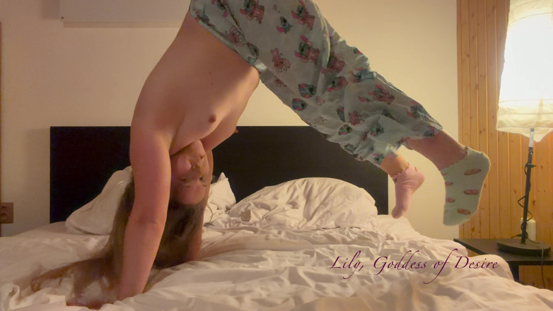 Lily, Goddess of Desire: Mucking Around in Pajamas Ends with a Huge Dildo up...