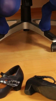 Blue Tights, mary jane heels & fetish fetish permainan sepatu