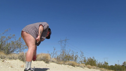 The porky pervert: Desert Hike Jerkoff 2